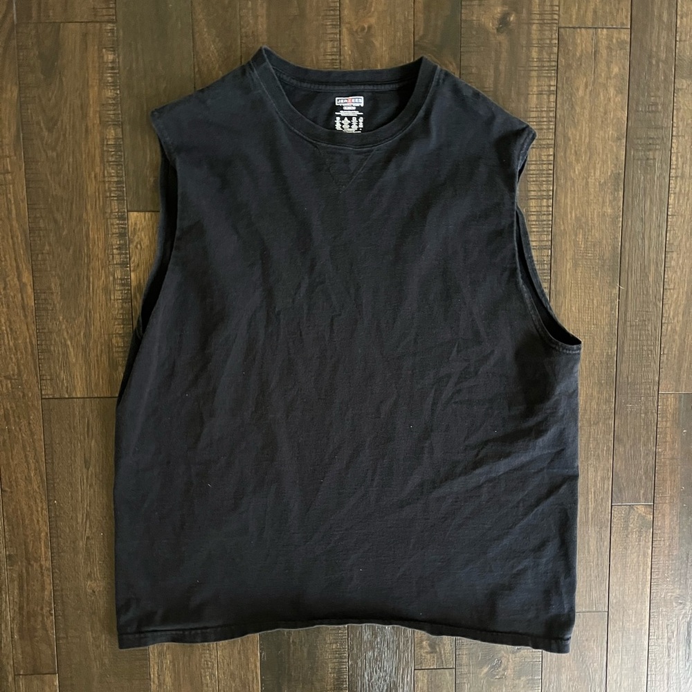Vintage Plain T shirt cut off sleeves Jerzees Heavyweight blend Fits Size XL
